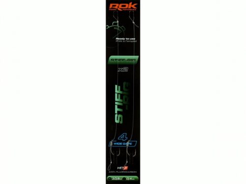 ROK STIFF RIG Wide Gape - 2db/csomag - előkötött horog - 4 - 0,40mm