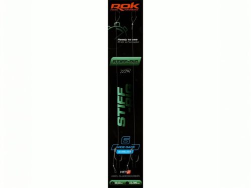 ROK STIFF RIG Wide Gape Barbless - 2db/csomag - előkötött szakáll nélküli horog - 6 - 0,35mm