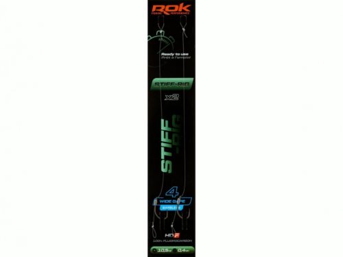 ROK STIFF RIG Wide Gape Barbless - 2db/csomag - előkötött szakáll nélküli horog - 4 - 0,40mm