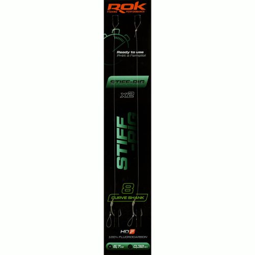 ROK STIFF RIG Curve Shank - 2db/csomag - előkötött horog - 8 - 0,32mm