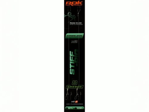ROK STIFF RIG Curve Shank - 2db/csomag - előkötött horog - 8 - 0,32mm