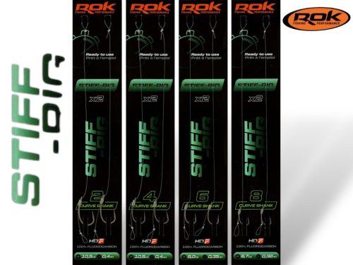ROK STIFF RIG Curve Shank - 2db/csomag - előkötött horog - 6 - 0,35mm