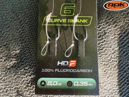 ROK STIFF RIG Curve Shank - 2db/csomag - előkötött horog - 6 - 0,35mm