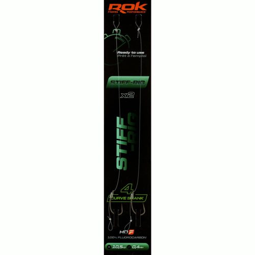 ROK STIFF RIG Curve Shank - 2db/csomag - előkötött horog - 4 - 0,40mm