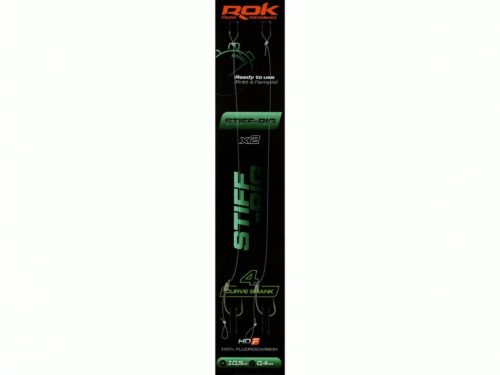 ROK STIFF RIG Curve Shank - 2db/csomag - előkötött horog - 4 - 0,40mm