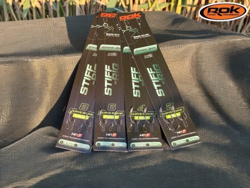 ROK STIFF RIG Curve Shank Barbless - 2db/csomag - előkötött szakáll nélküli horog - 2 - 0,40mm