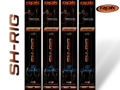 ROK SH-RIG Wide Gape - 2db/csomag - előkötött horog - 8 - 0,32mm