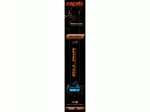 ROK SH-RIG Wide Gape Barbless - 2db/csomag - előkötött szakáll nélküli horog - 4 - 0,40mm