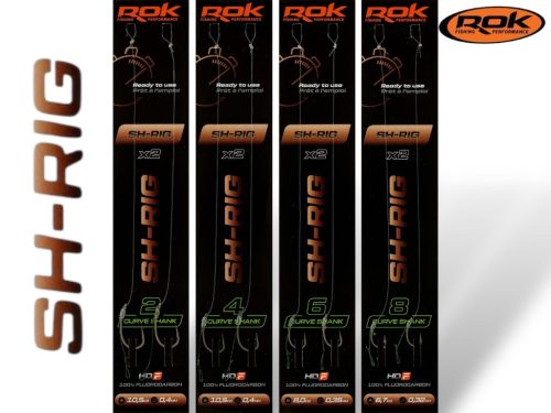 ROK SH-RIG Curve Shank - 2db/csomag - előkötött horog -  8 - 0,32mm