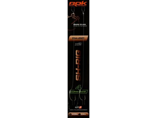 ROK SH-RIG Curve Shank - 2db/csomag - előkötött horog - 4 - 0,40mm