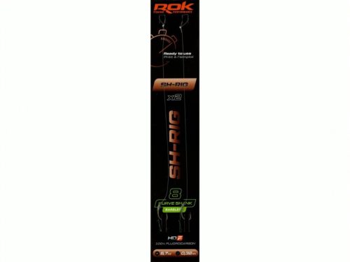 ROK SH-RIG Curve Shank Barbless - 2db/csomag - előkötött szakáll nélküli horog - 8 - 0,32mm