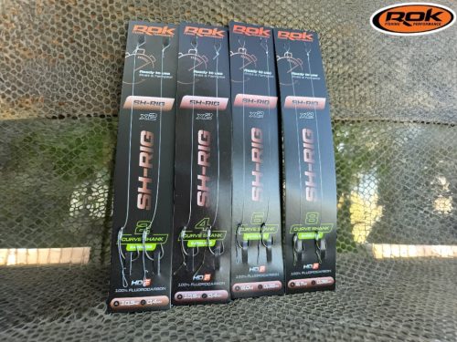 ROK SH-RIG Curve Shank Barbless - 2db/csomag - előkötött szakáll nélküli horog - 8 - 0,32mm