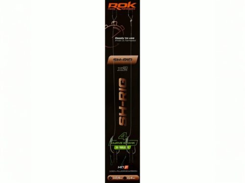 ROK SH-RIG Curve Shank Barbless - 2db/csomag - előkötött szakáll nélküli horog - 4 - 0,40mm