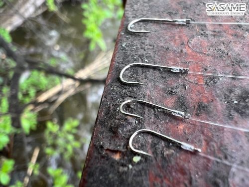 SASAME Chika lapkás pontyozó, keszegező előkötött horog - 80cm - Nickel - 10db/csomag - 14-es 0,12mm zsinórral