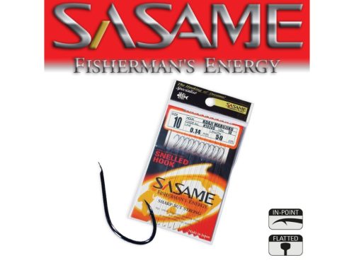 SASAME Koaji Marujiku lapkás pontyozó, keszegező előkötött horog - 80cm - Nickel - 10db/csomag - 10-es 0,14mm zsinórral