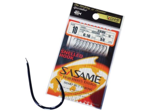 SASAME Chinu lapkás pontyozó, előkötött horog - 80cm - Nickel - 10db/csomag - 2-es 0,22mm zsinórral