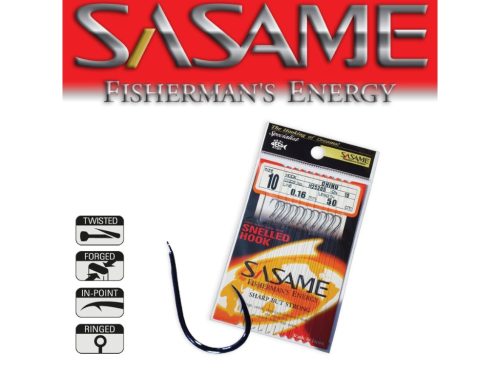 SASAME Chinu lapkás pontyozó, előkötött horog - 80cm - Nickel - 10db/csomag - 8-as 0,16mm zsinórral