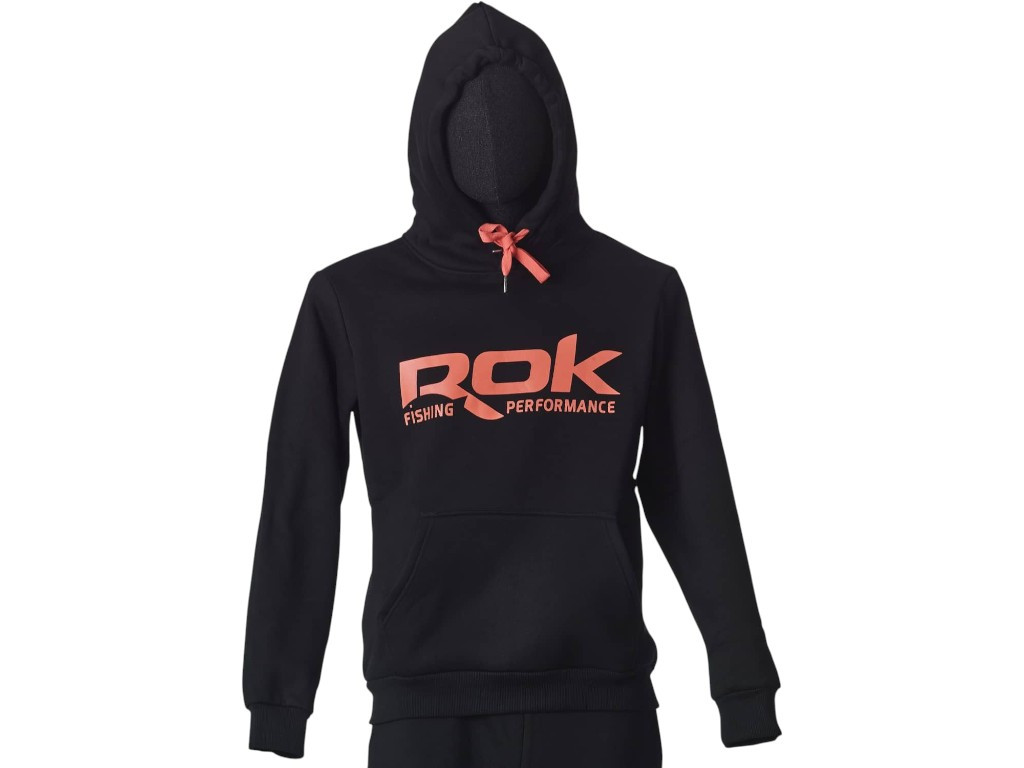 ROK - BLACK HOODIE - Kapucnis fekete pulóver - L