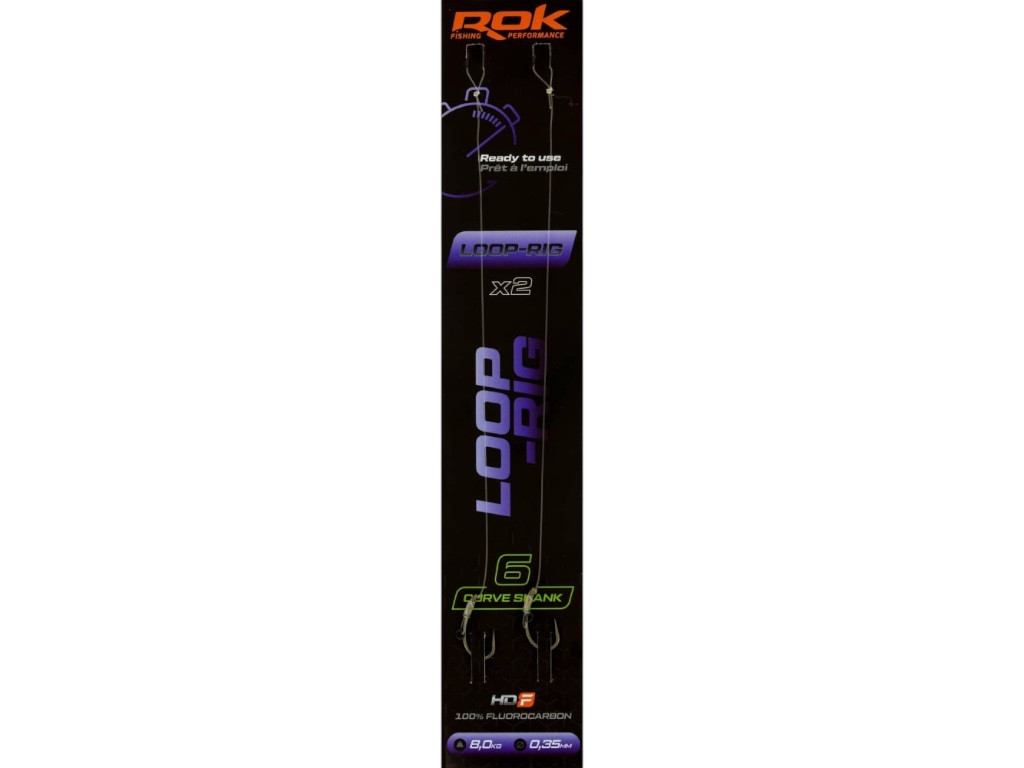 ROK LOOP RIG Curve Shank - 2db/csomag - előkötött horog - 6 - 0,35mm