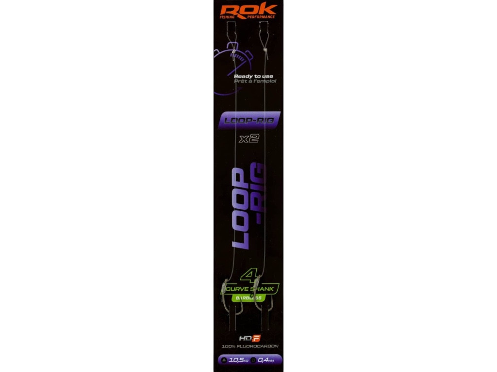 ROK LOOP RIG Curve Shank Barbless - 2db/csomag - előkötött szakáll nélküli horog  4 - 0,40mm