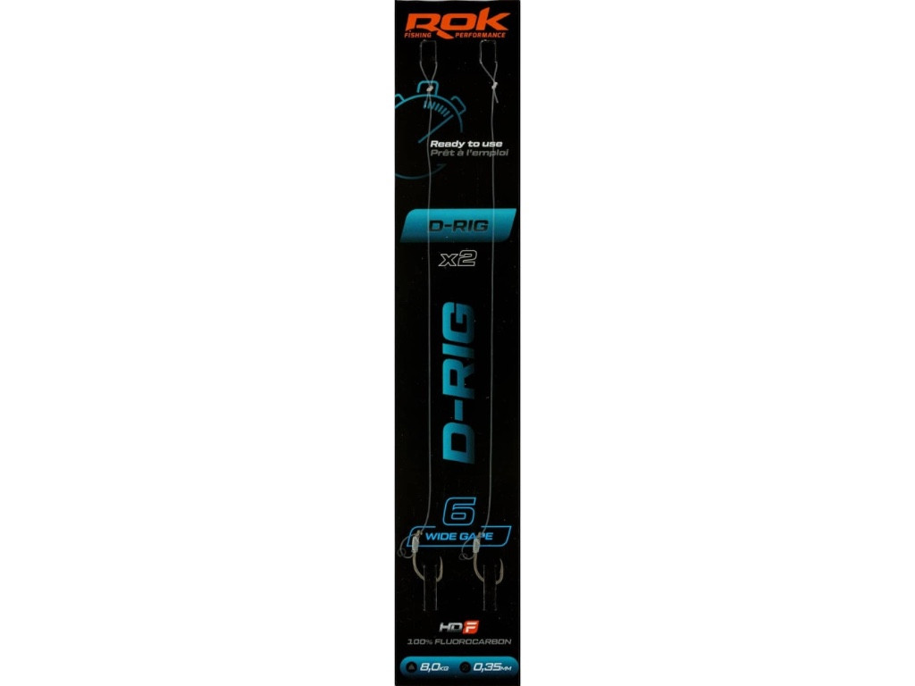 ROK D-RIG Wide Gape - 2db/csomag - előkötött horog - 6 - 0,35mm