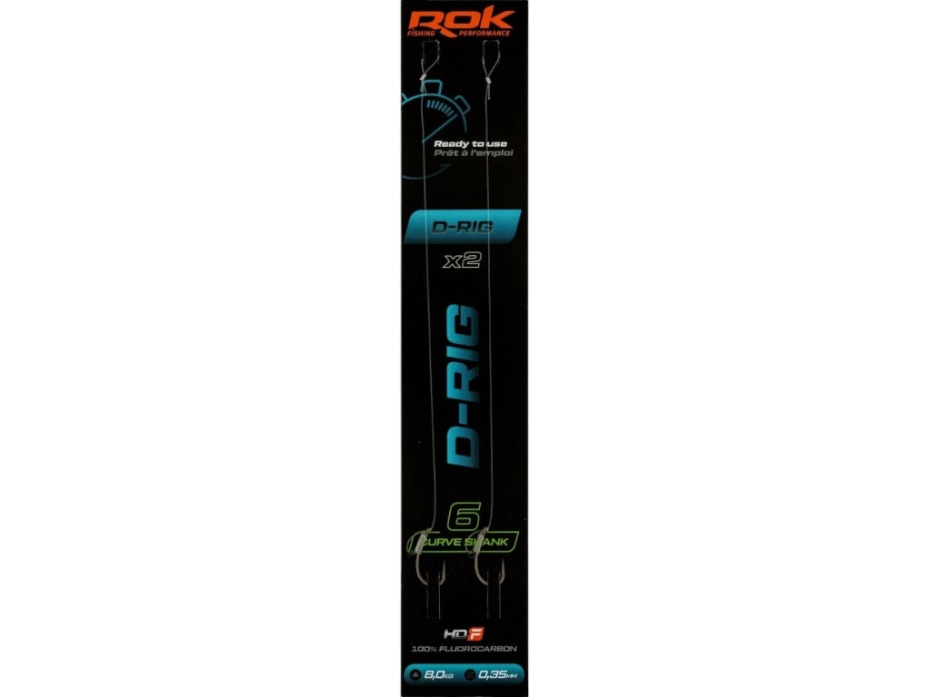 ROK D-RIG Curve Shank - 2db/csomag - előkötött horog - 6 - 0,35mm