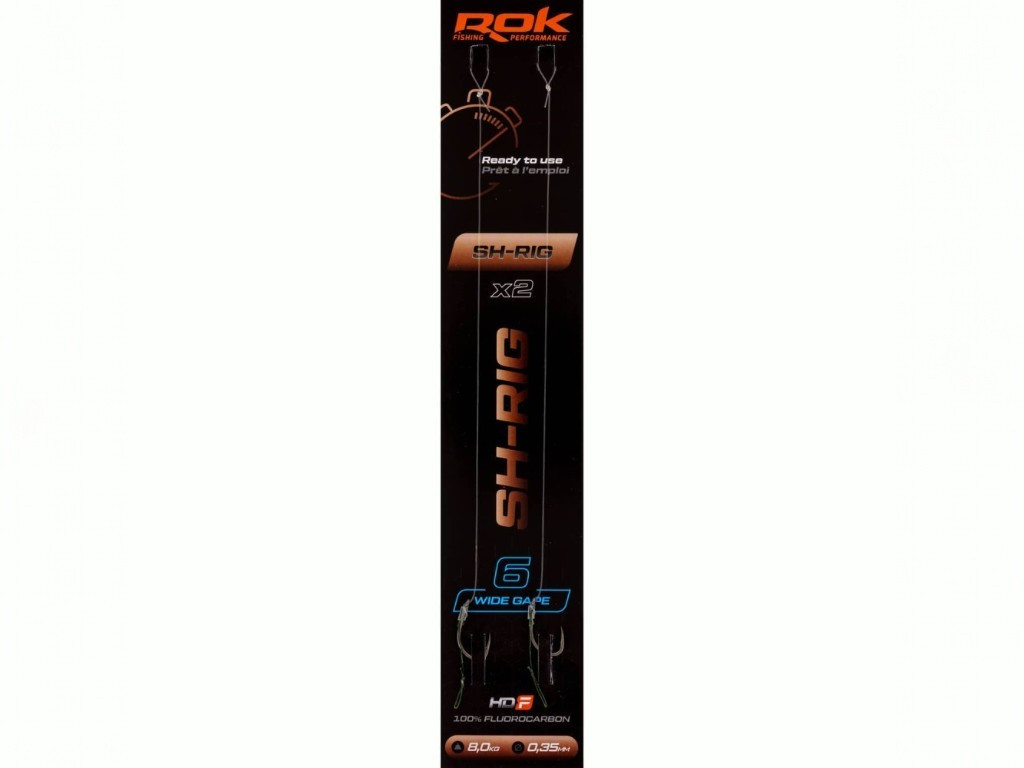 ROK SH-RIG Wide Gape - 2db/csomag - előkötött horog - 6 - 0,35mm